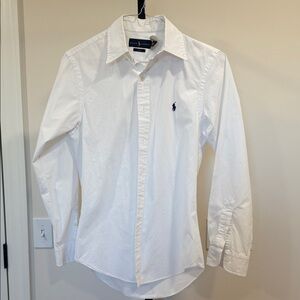 Ralph Lauren White Long-Sleeve Button-Down Dress Shirt
